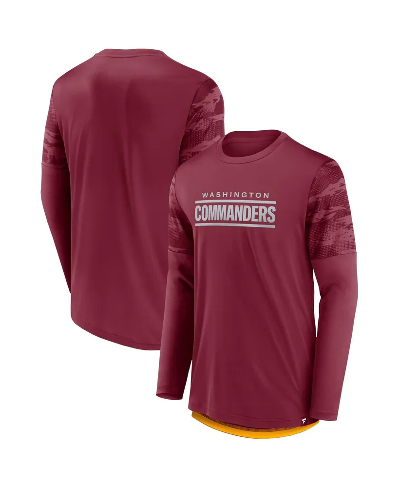 Men's Fanatics Burgundy, Gold Washington Commanders Square Off Long Sleeve T-shirt