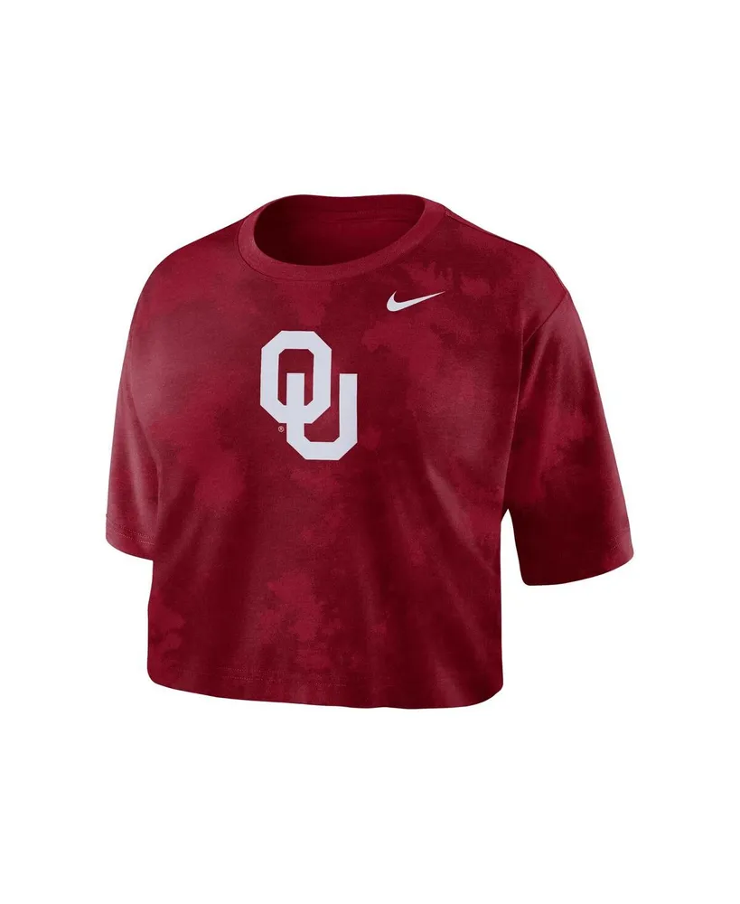 Women's Nike Crimson Oklahoma Sooners Tie-Dye Cropped T-shirt