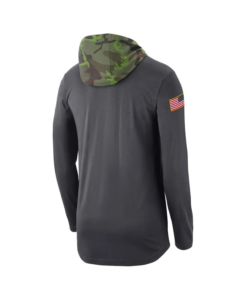 Men's Nike Anthracite Texas Longhorns Military-Inspired Long Sleeve Hoodie T-shirt