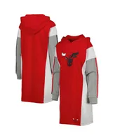 Women's G-iii 4Her by Carl Banks Red, White Chicago Bulls Bootleg Long Sleeve Hoodie T-shirt Dress