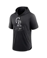 Men's Nike Black Colorado Rockies Logo Lockup Performance Short-Sleeved Pullover Hoodie