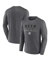 Men's Fanatics Heathered Charcoal Brooklyn Nets Where Legends Play Iconic Practice Long Sleeve T-shirt