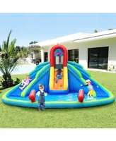 Costway Inflatable Bounce House Kids Water Splash Pool Dual Slides without Blower