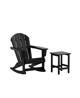 2-Piece Set Outdoor Adirondack Rocking Chair with Side Table