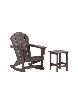 2-Piece Set Outdoor Adirondack Rocking Chair with Side Table