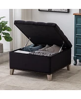 WestinTrends Square Velvet Tufted Storage Ottoman for Living Room Bedroom