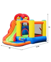 Inflatable Bounce House Kid Water Splash Pool Slide Jumping Castle w/740W Blower