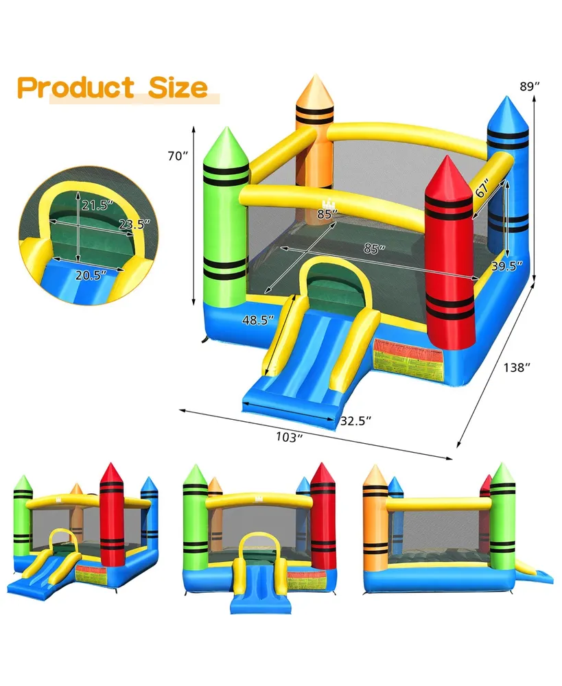 Inflatable Bounce House Kids Jumping Castle w/ Slide Ocean Balls & 480W Blower