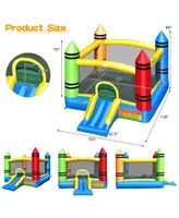 Costway Inflatable Bounce House Kids Jumping Castle w/ Slide Ocean Balls & 480W Blower