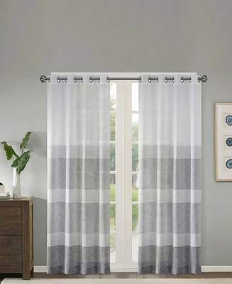 Madison Park Hayden Striped Linen-Like Sheer Window Panel, 50" x 95"