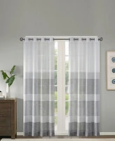 Madison Park Hayden Striped Linen-Like Sheer Window Panel, 50" x 95"