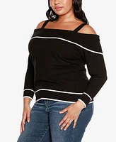 Belldini Black Label Plus Off-The-Shoulder Sweater