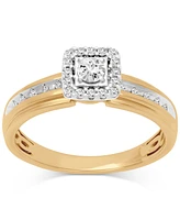 Diamond Square Halo Cluster Bridal Set (3/8 ct. t.w.) in 14k Two-Tone Gold