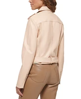 Levi's Women's Faux-Leather Belted Hem Moto Jacket