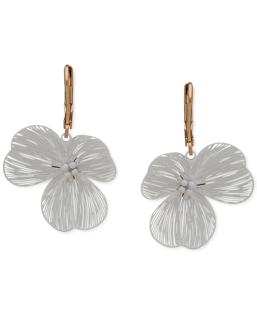 lonna & lilly Gold-Tone Open Flower Leverback Drop Earrings