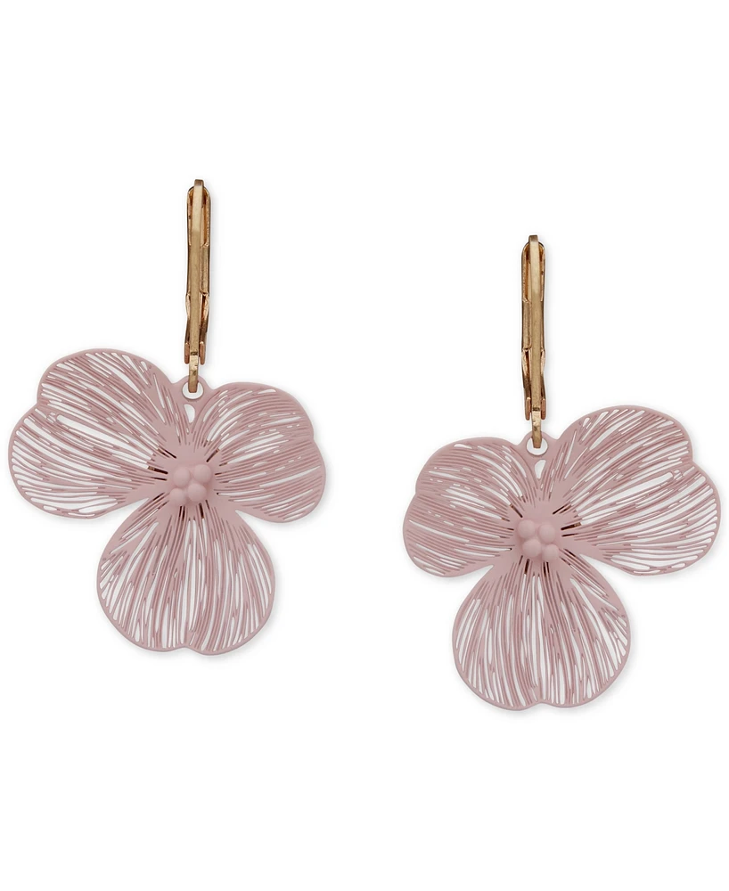 lonna & lilly Gold-Tone Open Flower Leverback Drop Earrings