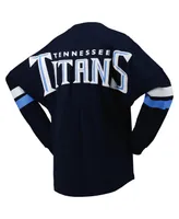 Women's Fanatics Navy Tennessee Titans Spirit Jersey Lace-Up V-Neck Long Sleeve T-shirt