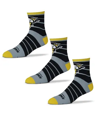 Men's For Bare Feet Pittsburgh Penguins Three-Pack Quad Socks