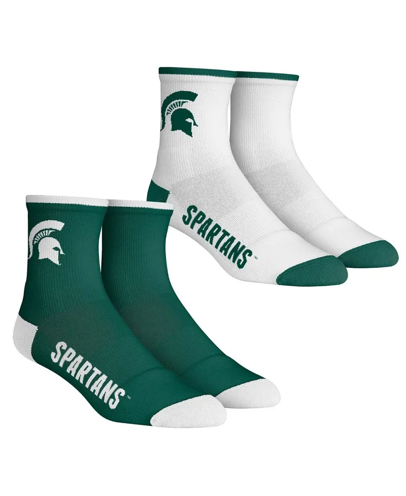 Youth Boys and Girls Rock 'Em Socks Michigan State Spartans Core Team 2-Pack Quarter Length Sock Set