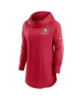 Women's Nike Scarlet San Francisco 49ers Minimal Statement Raglan Funnel Neck Pullover Hoodie