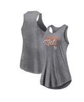 Women's Fanatics Heather Gray New York Mets Simplicity Swing Racerback Scoop Neck Tank Top