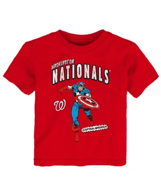 Toddler Boys and Girls Red Washington Nationals Team Captain America Marvel T-shirt