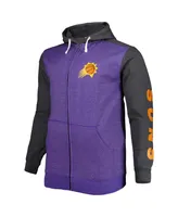 Men's Fanatics Purple, Heathered Black Phoenix Suns Big and Tall Down Distance Full-Zip Hoodie