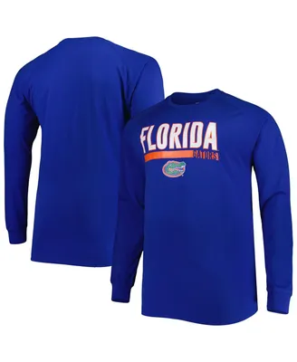 Men's Royal Florida Gators Big and Tall Two-Hit Raglan Long Sleeve T-shirt