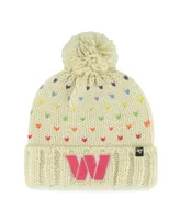 Big Girls '47 Brand Cream Washington Commanders Sprinkles Cuffed Knit Hat with Pom