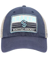 Men's '47 Brand Deep Sea Blue, Natural Seattle Kraken Four Stroke Clean Up Snapback Hat