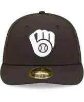 Men's New Era Milwaukee Brewers Black and White Low Profile 59FIFTY Fitted Hat