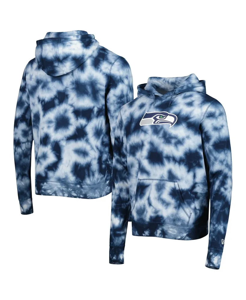 Men's New Era College Navy Seattle Seahawks Team Tie-Dye Pullover Hoodie