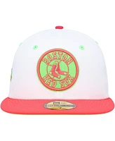 Men's New Era White, Coral Boston Red Sox Fenway Park 100Th Anniversary Strawberry Lolli 59Fifty Fitted Hat