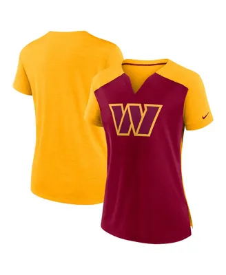 Women's Nike Burgundy, Gold Washington Commanders Impact Exceed Performance Notch Neck T-shirt