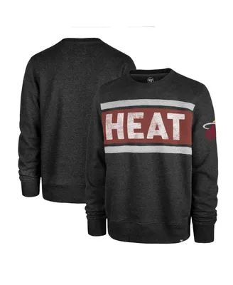 Men's '47 Brand Heather Black Miami Heat Tribeca Emerson Pullover Sweatshirt