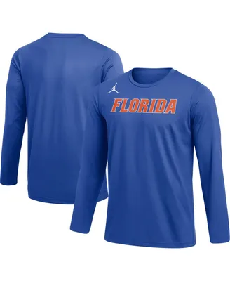 Men's Jordan Royal Florida Gators Logo Practice Performance Long Sleeve T-shirt