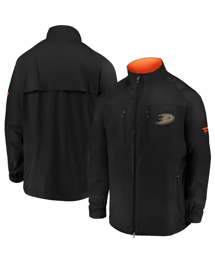 Men's Fanatics Black Anaheim Ducks Authentic Pro Locker Room Rink Raglan Full-Zip Jacket