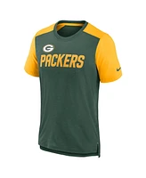 Men's Nike Heathered Green, Gold Green Bay Packers Color Block Team Name T-shirt