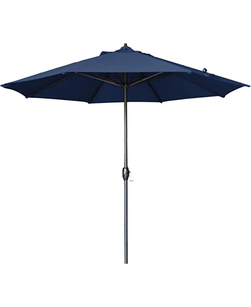 California Umbrella Aluminum Crank Open Navy Olefin Patio Umbrella, 9'