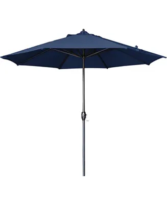 California Umbrella Aluminum Crank Open Navy Olefin Patio Umbrella, 9'