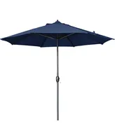 California Umbrella Aluminum Crank Open Navy Olefin Patio Umbrella, 9'