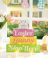 Glitzhome 12" L Easter Led Lighted Wooden Bunny Block Word Sign