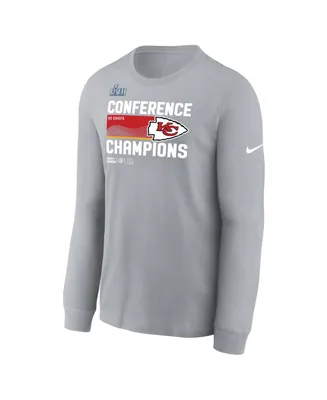 Men's Nike Gray Kansas City Chiefs 2022 Afc Champions Trophy Collection Long Sleeve T-shirt