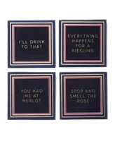 Trina Turk 4" Glass Coaster Set, 4 Piece