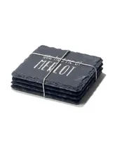 American Atelier 4 X 4" Sip Sip Hooray Slate Coasters Square Set, 4 Piece