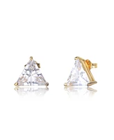 Genevive Sterling Silver Cubic Zirconia Medium Triangle Earrings