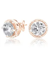 Genevive Sterling Silver Cubic Zirconia Round Earrings