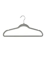 Elama 100 Piece Velvet Slim Profile Heavy Duty Felt Hangers in Gray