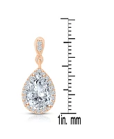 Cubic Zirconia Sterling Silver Pear Shape Drop Earrings