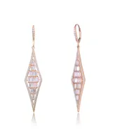 Sterling Silver Shaped Cubic Zirconia Long Kite Shape Drop Earrings